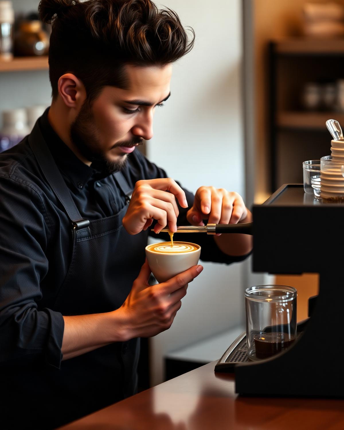 Barista finishing a coffee at an HP Trading Group venue